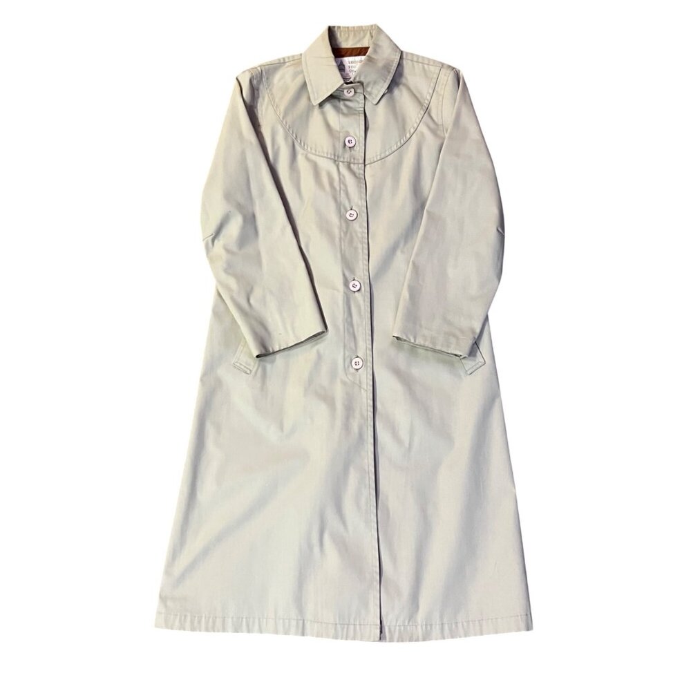 Vintage London Fog Trench Coat Womens 6P Petites Used Khaki Lined *No Belt - Picture 13 of 14